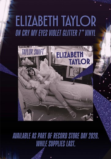 Elizabeth Taylor Cry My Eyes Violet Glitter 7” Vinyl RSD2026