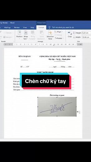 Cách chèn chữ ký tay vào Văn bản Word