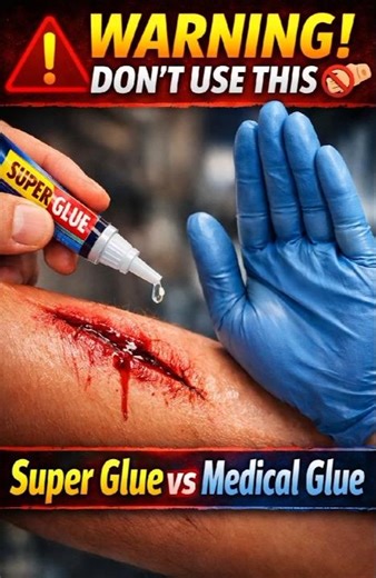 Never Use Super Glue on Cuts! 🚫🧪 #FirstAid #MedicalFacts #HealthTips