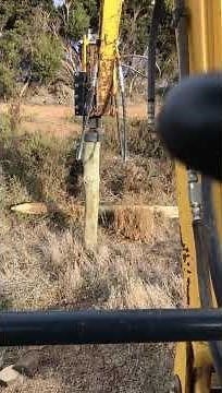 Fence Construction in Hard Ground with a THOR Hydraulic Post Driver / Rammer - Australia