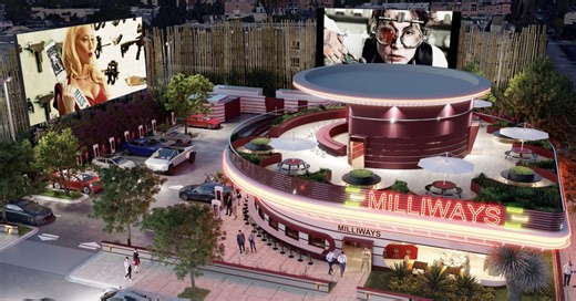 Tesla breaks ground on its futuristic diner with drive-in theater and Supercharger