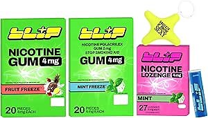 NRT Blip Quit Smoking Kit | Nicotine Gum (4mg, Fruity), Lozzies (4mg, Mint), Blue Raspberry Toothpicks & Stress Star Distraction Tool – Craving Relief for Smoking/Vaping – Portable & Giftable