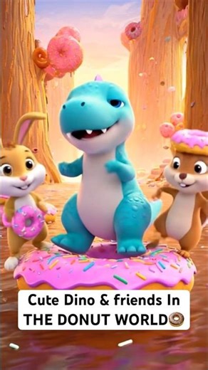 Cute Dino & friends in Donut World🍩 #dinosauranimation #shotsfeed #shots#lovedino
