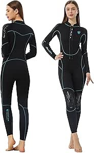 Womens Wetsuit, 2mm Neoprene Full Body Wet Suits Ladies Front Zipper Wetsuits Thermal Diving Suit Keep Warm for Water Sports Snorkeling Surfing Swimming(Black,Large)