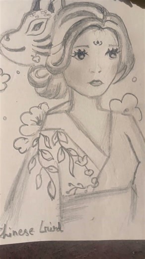 Chinese Girl Drawing 🎨 | Easy Pencil Sketch #shorts