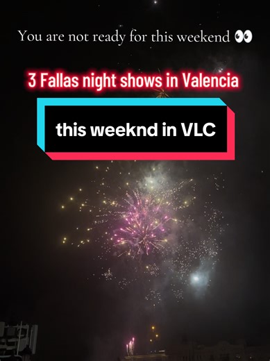 🎆 3 night shows this weekend in Valencia (Fallas 2026) If you’re in Valencia this weekend, don’t miss these night shows in Plaza del Ayuntamiento 👇 📍 Friday – 23:59 📍 Saturday – 23:59 📍 Sunday – 20:00 Fallas has just started and the city will be full of light shows, mascletás and crazy atmosphere for the next weeks 🔥 Follow us for daily Fallas tips and things to do in Valencia 🇪🇸 💬 Comment FALLAS if you want more tips. #valencia #fallasvalencia #fallas2026 #erasmusvalencia