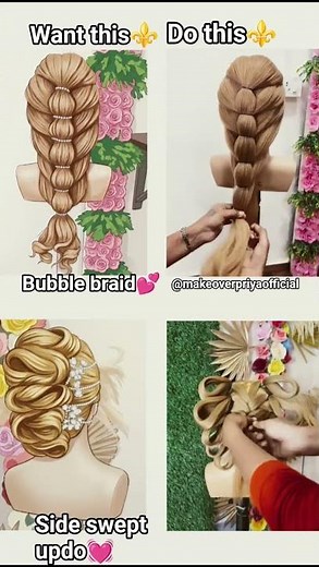 Side Swept Updo ✨ + Bubble Braid 🎀 | Trendy & Elegant Hairstyles You NEED to Try 😍🔥