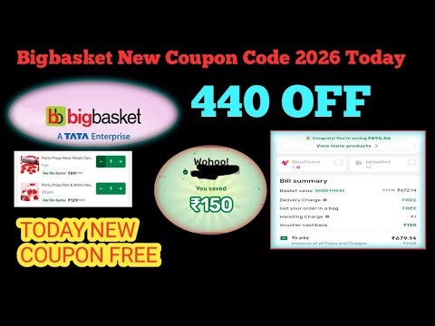 Bigbasket New Coupon Code 2026 Today || Bigbasket voucher code 500 off Discount offer