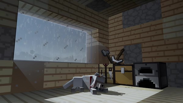 Minecraft Rainy Cabin Live Wallpaper