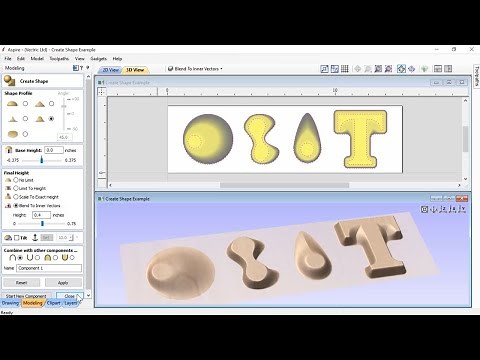 Vectric V10.5 Tutorials | Create Shape Guide 3D Modeling