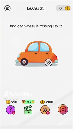 Braindom Level 21 One car wheel missing