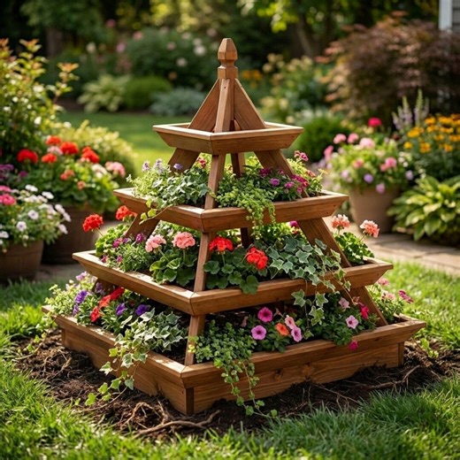 DIY Pyramid Strawberry Planter Plans | Wooden Strawberry Tower PDF | 4 Tier Planter Box Blueprint | Stacked Garden Bed - Etsy