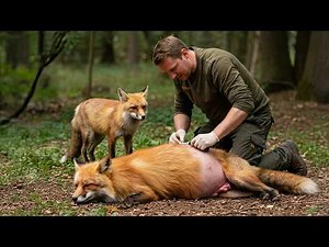 Man helps pregnant female fox give birth, a few minutes later something amazing happens