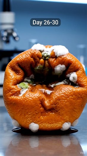 Fresh Orange Decay Time-Lapse in an Experimental Lab: 30 Days 🍊 #timelapse #orange #shorts