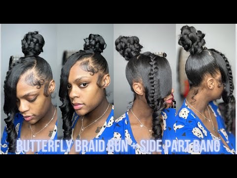 DIY Top Knot Butterfly Braid Bun and Side Part Bang | PERFECT HOLIDAY HAIRSTYLE