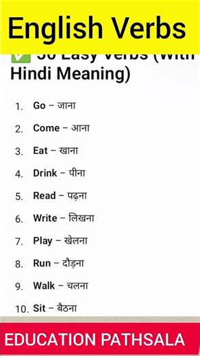10 Easy English Verbs for Kids | Learn with Hindi Meaning #hindivocabulary #spokenenglishguru