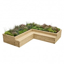 Large L-Shaped Raised Bed with Seating / 3.75 x 3.75 x 0.65m
