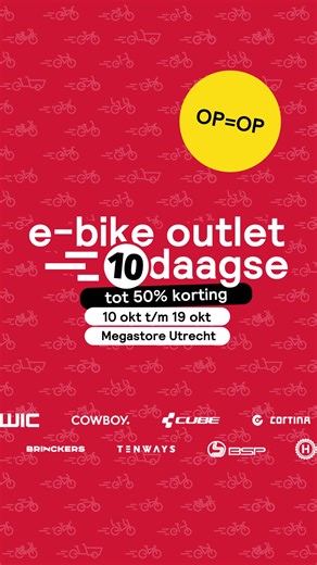 Het is de E-Bike Outlet 10-daagse bij Fietsenwinkel.nl! Dus op zoek naar een Mega scherpe e-bike deal? Kom dan van 10 t/m 19 oktober naar de Grootste E-bike Outlet in onze Megastore in Utrecht 🚲. Laat je zelf omverblazen door de vettttste deals op o.a. QWIC, Cube, Cortina, Popal en BSP! 🤯💸 🚀 Tot 50% korting 🛣️ Gratis proefrijden 🚴 Indoor testbanen 🔧 E-bikes rijklaar = Direct meenemen 🗓️ t/m 19 oktober 2025 🛣️ Vlakbij de A2 in Utrecht Vind je nieuwe e-bike bij Fietsenwinkel.nl en neem 'm