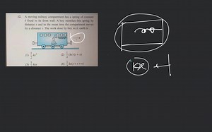 A moving railway compartment has a spring of constant k fixed t... | Filo