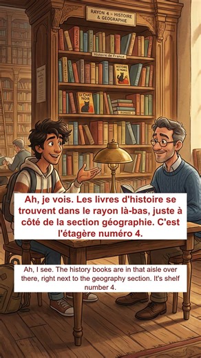Easy French Dialogue At The library 🇫🇷 #LearnFrenchDaily #learnfrench #practicefrench