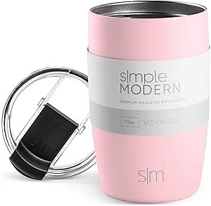 Simple Modern Travel Coffee Mug Tumbler with Flip Lid | Reusable Insulated Stainless Steel Cold Brew Iced Coffee Cup Thermos | Gifts for Women Men Him Her | Voyager Collection | 12oz | Blush