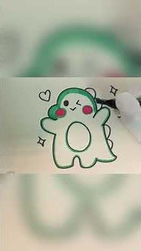 2-Minute Super Cute Dinosaur Doodle Tutorial | Beginners Can Do It Easily.#draw #painting #art #art