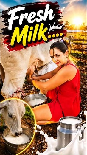 Fresh Milk Straight from the Farm... 🥛🐄 #FreshMilk #CowFarming #MariaVlogs