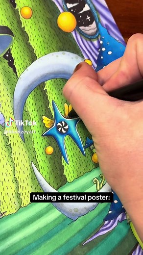 Hand draw festival poster art! Hope you like my trippy outer space design! #handdrawn #posterartist #trippyart #psychedelicart #markerartist