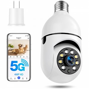 2K Light Bulb Camera -5G& 2.4GHz WiFi Security Cameras, Wireless Outdoor Motion Detection and Alarm, Two-Way Talk, Color Night Vision, Human Detection