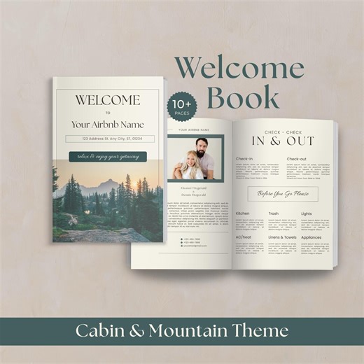 Airbnb Welcome Book, Cabin Themed Guest Book Template, Digital Download for Vacation Rentals, Canva Design, AR03 - Etsy