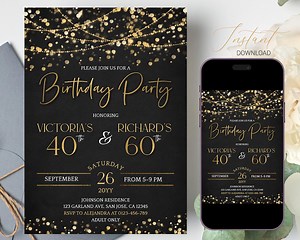 Adult Joint Birthday Invitation Combined Birthday Party Double Party Invitation Any Age Joint Birthday Party Editable Invite DIY Evite A25 - Etsy