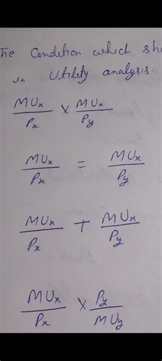 The condition which shows consumer Equilibrium in Utility analysis?