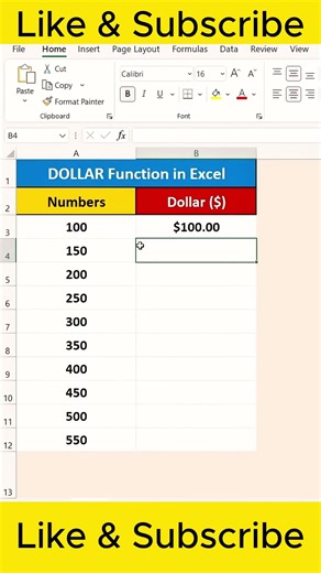 How to use Dollar function in Excel | #excel #short #shorts #excelformula #excelfunction #exceltips