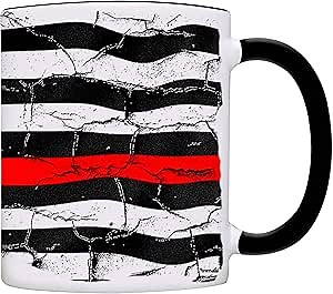 Mug Firefighter USA Flag Coffee Mug Coffee Mug-0077-Black