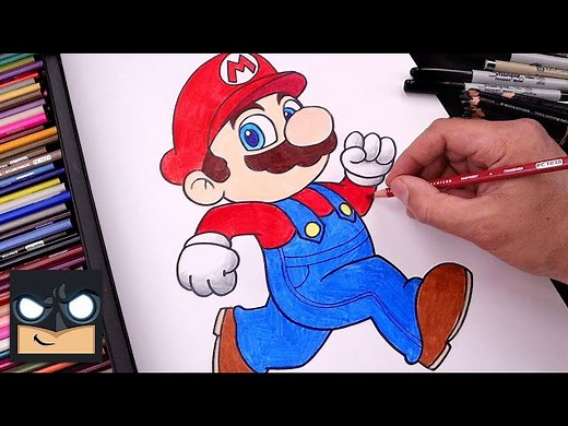 How To Draw Super Mario | Draw & Color Tutorial (Step by Step) - Videos For Kids
