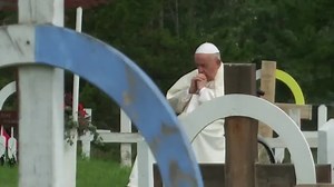 Pope prays at cemetery for indigenous people in Canada