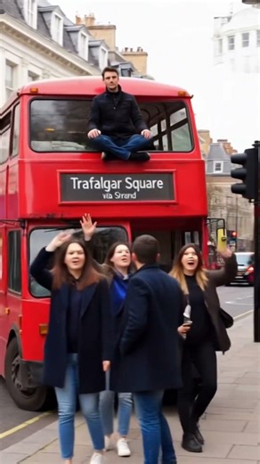 Man Spotted Sitting on Top of Moving Bus in London