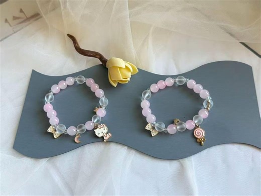 Pink Glass Beads Bracelet - Etsy