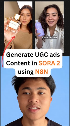 Haris Isahac on Instagram: "Comment "Sora" and I'll send it over. Here’s how to generate UGC ads content with Sora 2 automatically in n8n, step by step. Step 1: add Google Sheets to pull your product details, including (Product photo, ICP, Features, and Video Settings). Step 2: add an AI node to generate the full UGC ad script and Sora video prompt Step 3: send the prompt to Sora 2 using HTTP Request to generate the video automatically. Now every time it runs, it writes the prompt, generates the
