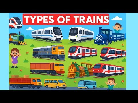 Trains Name for Kids | Types of Trains | Learn Railway Transport in English | vehicles