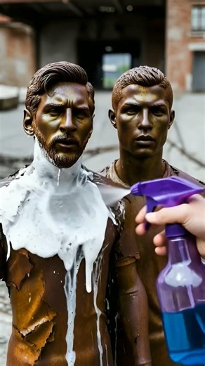 Messi statue cleaning