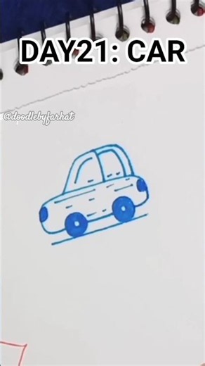 Day 21 | Easy Cute Car Doodle 🚗✨ | Drawing Challenge #shorts