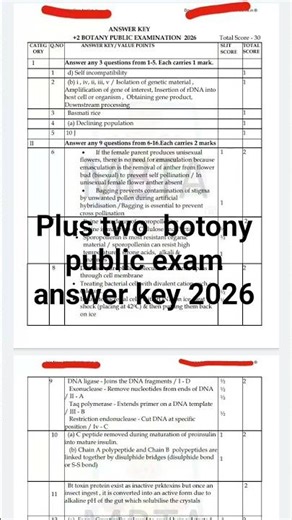 plus two botany public exam answer key 2026