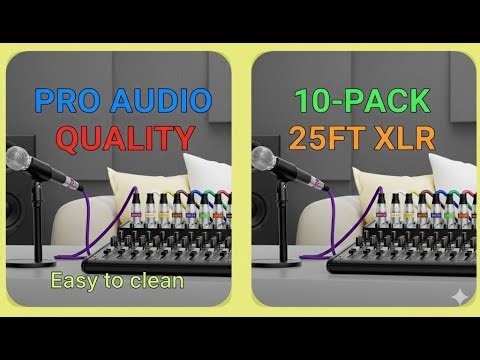 10-Pack 25ft XLR Cables: Best Budget Pro Audio Cable for Mixer, Speakers & Mic Setup!