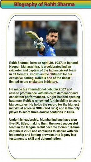 Biography of Rohit Sharma #madhyamikenglishwriting #english