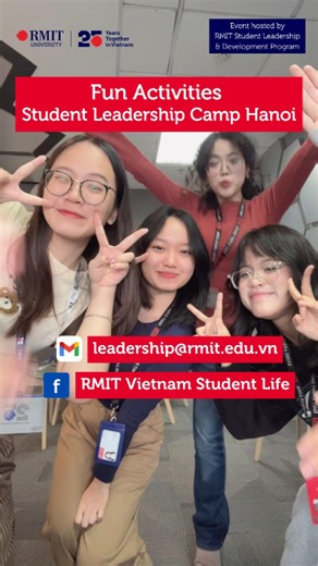 [𝗛𝗮𝗻𝗼𝗶 𝗖𝗮𝗺𝗽𝘂𝘀] 𝗟𝗘𝗧’𝗦 𝗚𝗢 𝗖𝗥𝗔𝗭𝗬 𝗪𝗜𝗧𝗛 𝗥𝗠𝗜𝗧 𝗦𝗧𝗨𝗗𝗘𝗡𝗧 𝗟𝗘𝗔𝗗𝗘𝗥𝗦𝗛𝗜𝗣 𝗖𝗔𝗠𝗣 ✅ LEADERSHIP? Yes ✅ SKILLS? Absolutely 𝗕𝗨𝗧 𝗔𝗟𝗦𝗢... 🔥This isn’t just a camp – it’s wholesome chaos, new friends, good lunch and tea breaks with fun stories you’ll still be laughing at. 😎 Now, you bring energy – we’ll bring the fun. See you soon at RMIT Student Leadership Camp in Hanoi! 𝗘𝘃𝗲𝗻𝘁 𝗜𝗻𝗳𝗼𝗿𝗺𝗮𝘁𝗶𝗼𝗻: ⚡ 𝗔𝗴𝗲𝗻𝗱𝗮: https://apps.rmit.edu.vn/r/CampHNAgenda