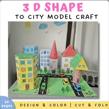 3D Shapes to City Model Craft | Geometry STEM Activity |Build 3D Shape City Math