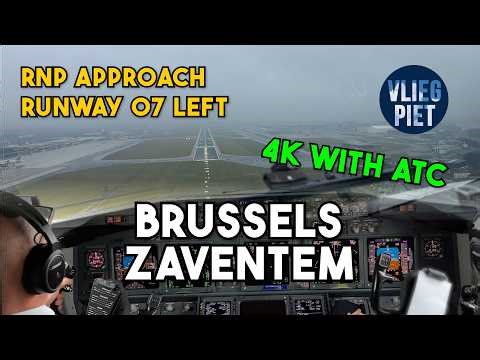 BOEING 737 RNP APPROACH BRUSSELS | LOW CLOUDS LANDING RWY 07L | COCKPIT VIEW