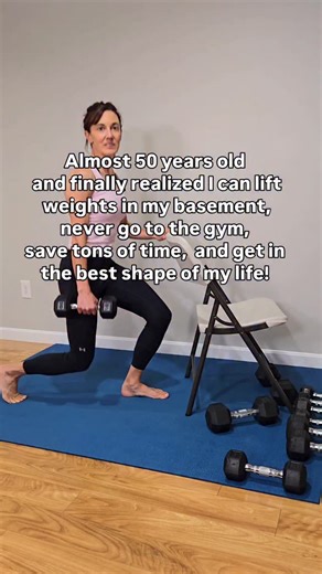 Shannon | Over 40 Fitness on Instagram: "You can also do it in your basement, bedroom, or anywhere you have space. The best part about strength training is that all moves are standard and you just choose weights that work for you!! I offer guided videos..🙌 Fully supported throughout entire workout ✅️ All levels are welcome ✅️ Modifications offered ✅️ Minimal Equipment (what you see in this video) ✅️ Small collection of dumbbells Light 3-5 lb Medium 8-12lb Heavy 15lb or more - Your lower body ca