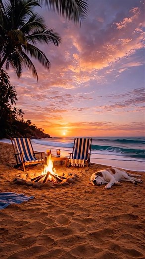 Beach and Crashing Waves in paradise… 🌊🔥🌴 Tropical Sunset